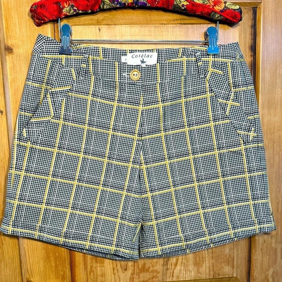 Cotelac Plaid Bermuda Shorts w/Cuff Size 2 Preppy Academia Clueless Eclectic - Picture 1 of 12